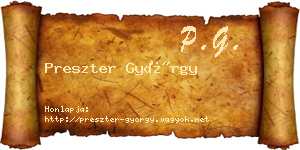 Preszter György névjegykártya